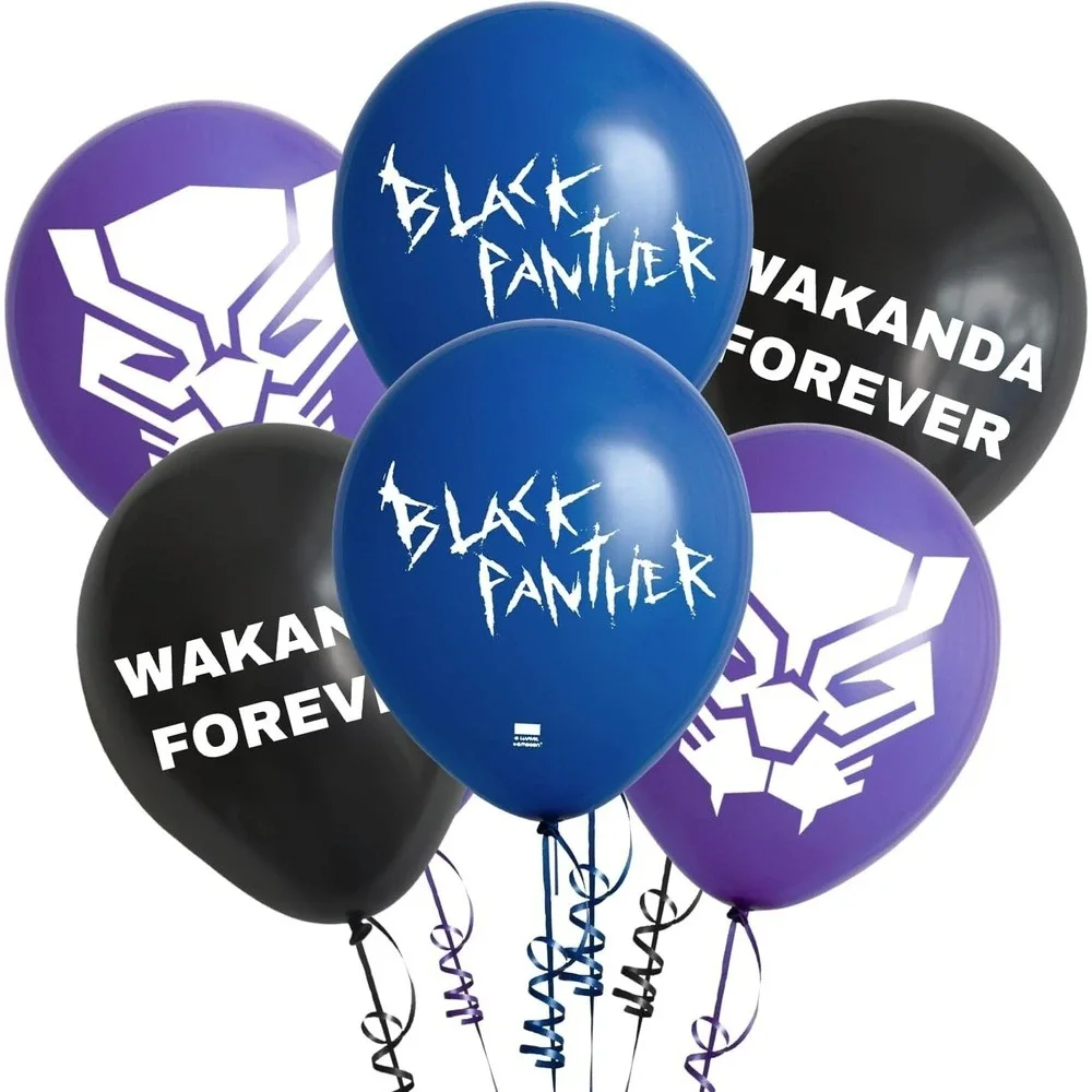 6‎ Black Panther Wakanda Forever Marvel Birthday Party Decoration Latex Balloons